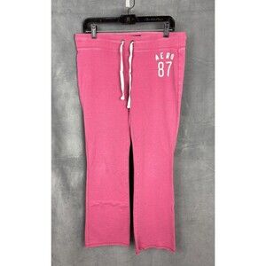Aeropostale Aero 87 Sweat Pants Size L Pink Low Rise Draw String Slim Fit Retro